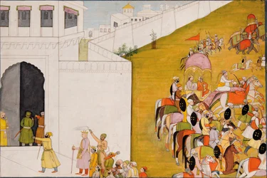 Illustration to the Ramayana: Rama enters Mithila to perform an archery contest