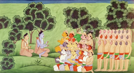 Lakshmana Consulting the Leaders of the Monkey Armies, from the Ramayana