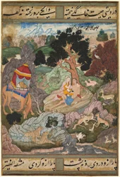 Layla and Majnun in the Wilderness with Animals, from a Khamsa (Quintet) of Amir Khusrau Dihlavi