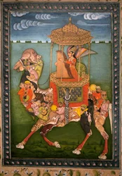 Magic camel. Painted miniature, circa 1750, art of Rajasthan and Pahari (India). National Museum of Korea, Seoul (South Korea)