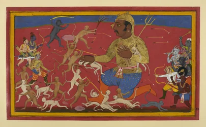 Monkeys and gods press their attack on Kumbhakarna
