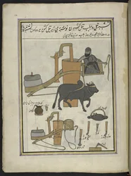 Oil-presser, 86 drawings bound into a volume depicting trades and occupations in Kashmir, Craftsmen are shown at work with their implements and equipment, by a Kashmir artist, probably at Srinagar, c.1850-60