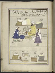 Raw shawl wool being distributed to women for spinning