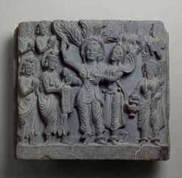 Relief depicting the Birth of Buddha, Gandhara, probably Sikri, 2nd-3rd century