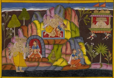 Ravana seizes Vedavati, who curses him and vows to cause his downfall as Sita