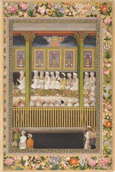 Shah Jahan Honours the Religious Orthodoxy, page from the St. Petersburg Album, c.1635