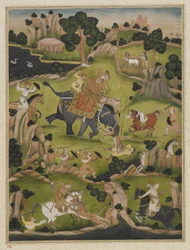 Shah Jahan Hunting, Detached Album Folio, c.1900