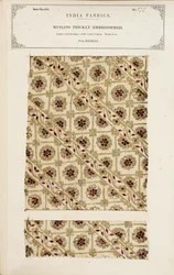 Thickly embroidered muslin sample from Madras, from The Collection of the Textile Manufacturers of India, by John Forbes Watson, published in 1866