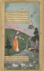 Indra and Surya see Rksaraja, who was metamorphosed as a beautiful woman, and beget Vali and Sugriva