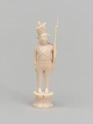 White pawn, chess piece, India, 1820