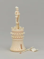 White rook, chess piece, India, 1820