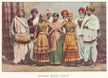 Indian Natives: Madras Natch Party (colored photo)