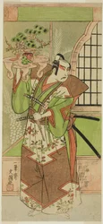 The Actor Ichikawa Yaozo II in a pre-performance celebration of the play 