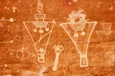 Rock art image around Thompson Canyon. The panels are Fremont style