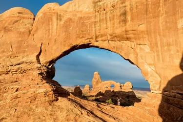 Sunrise light on Window Arch at Arches National Park located just outside of Moab, Utah, 2012