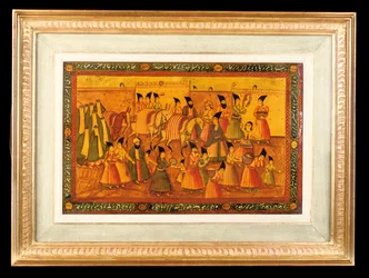 One of a Pair of Painted Panels, Qajar Iran, 1850-75