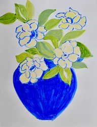 Vibrant Blue Floral Vase