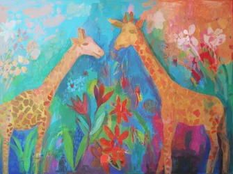 Vibrant Jungle Giraffes