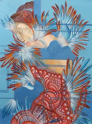 Red Dress and Chickadees, 2015