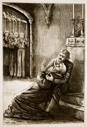 Death of St. Columba, from The Trias Thaumaturga, or Three Wonder-Working Saints of Ireland, by Mary Cusack (1829-99) Published c.1890s