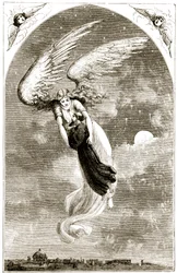 St. Patrick Carried to Rome by the Angel, from The Trias Thaumaturga, or Three Wonder-Working Saints of Ireland, by Mary Cusack (1829-99) Published c.1890s