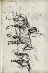 Four Harnessed Horses with Two Riders