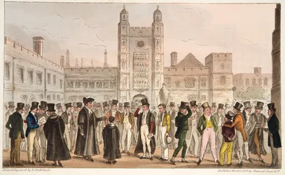 First Absence, or Etonians Answering Morning Master Roll, from The English Spy published 1824