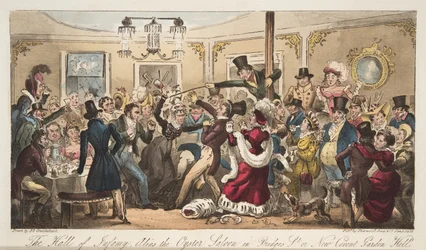 The Hall of Infamy, alias Oyster Saloon in Brydges-Street, or New Covent Garden Hell, from The English Spy