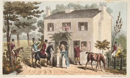 The Oakland Cottages, Cheltenham, or Fox Hunters and their Favourites, from The English Spy