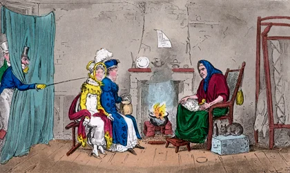 Tom and Jerry, catching Kate and Sue on the fly, having their fortunes told, 19th century