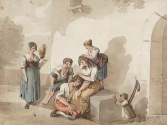 After Pinnelli (Group of Peasants Outside a House)