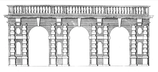 Design for an Arcade with Balustrade Top from The Gardens of Wilton, c.1645