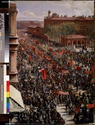 Parade on Nevsky Prospect in Leningrad (Saint Petersburg)