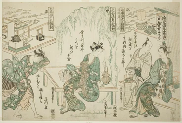 Enjoying the Evening Cool at Ryogoku - A Set of Three