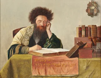 A Rabbi reading the Talmud
