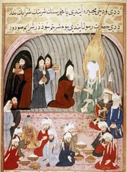 Muhammad: Christian monks serving a meal to Muhammad during his trip to Syria