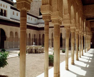 View of the Court of the Lions, main court of the Nasrid dynasty Palace of the Lions