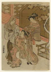 Courtesan Watching her Attendant Detain Hooded Man
