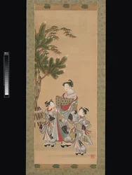 Courtesan and Two Attendants on New Year