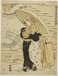 Evening Snow at Ikenohata, from the series "Eight Views of Prosperity in the Eastern Village"