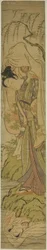 Young Man Carrying a Girl Sees Her Reflection in the Water
