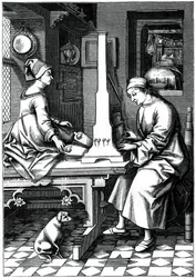 German Musician Executing a Piece of Music upon a Portable Organ