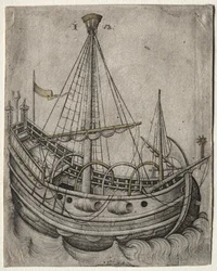 A Ship Moving Toward the Right