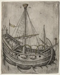 A Ship Moving Toward the Right