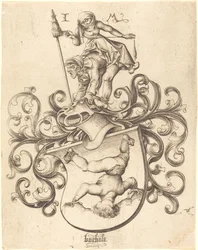 Coat of Arms with Tumbling Boy, c. 1480-1490