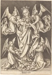 The Madonna and Child on the Crescent Supported by Four Angels