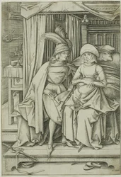 A Man and Woman Seated on a Bed