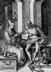 A Woman Singing While a Man is Playing a Lute (engraving)