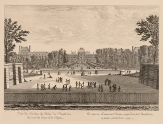 View of the Palace and Gardens of the Tuileries, from the side of the Cours la Reine, 1673