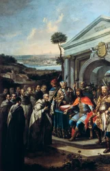 Bela III founding the Cistercian monastery at Szentgotthard in 1183, 1795-1796